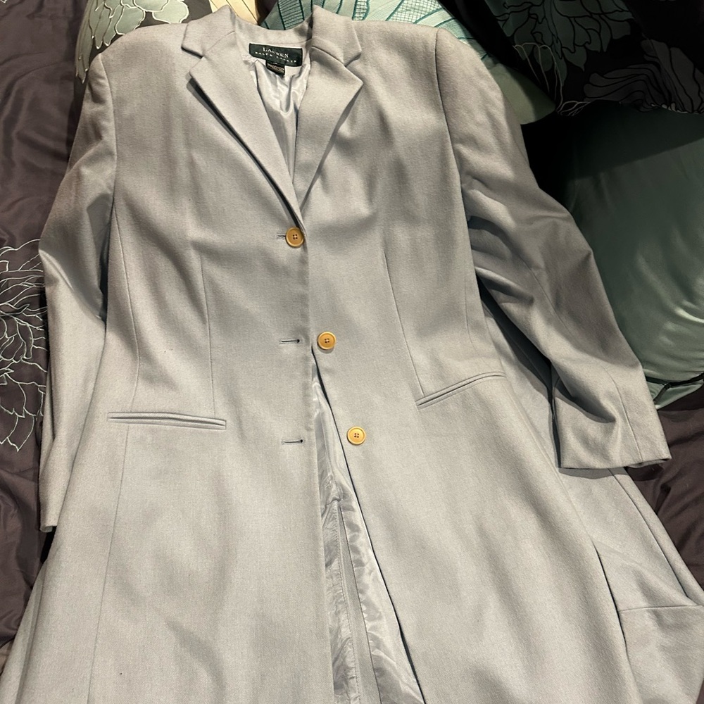 Ralph Lauren Light Blue Single-Breasted Trench Coat and maxi skirt